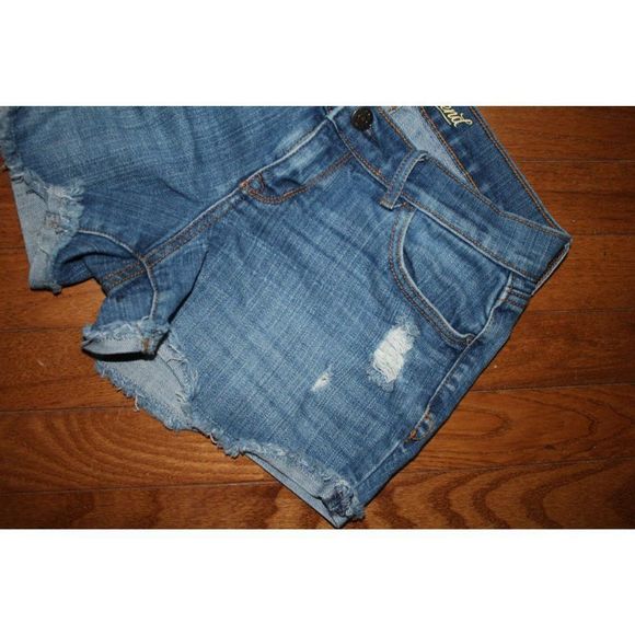 Old Navy The‎ Boyfriend Distressed Blue Denim Shorts - Size 0 Regular - Picture 4 of 8